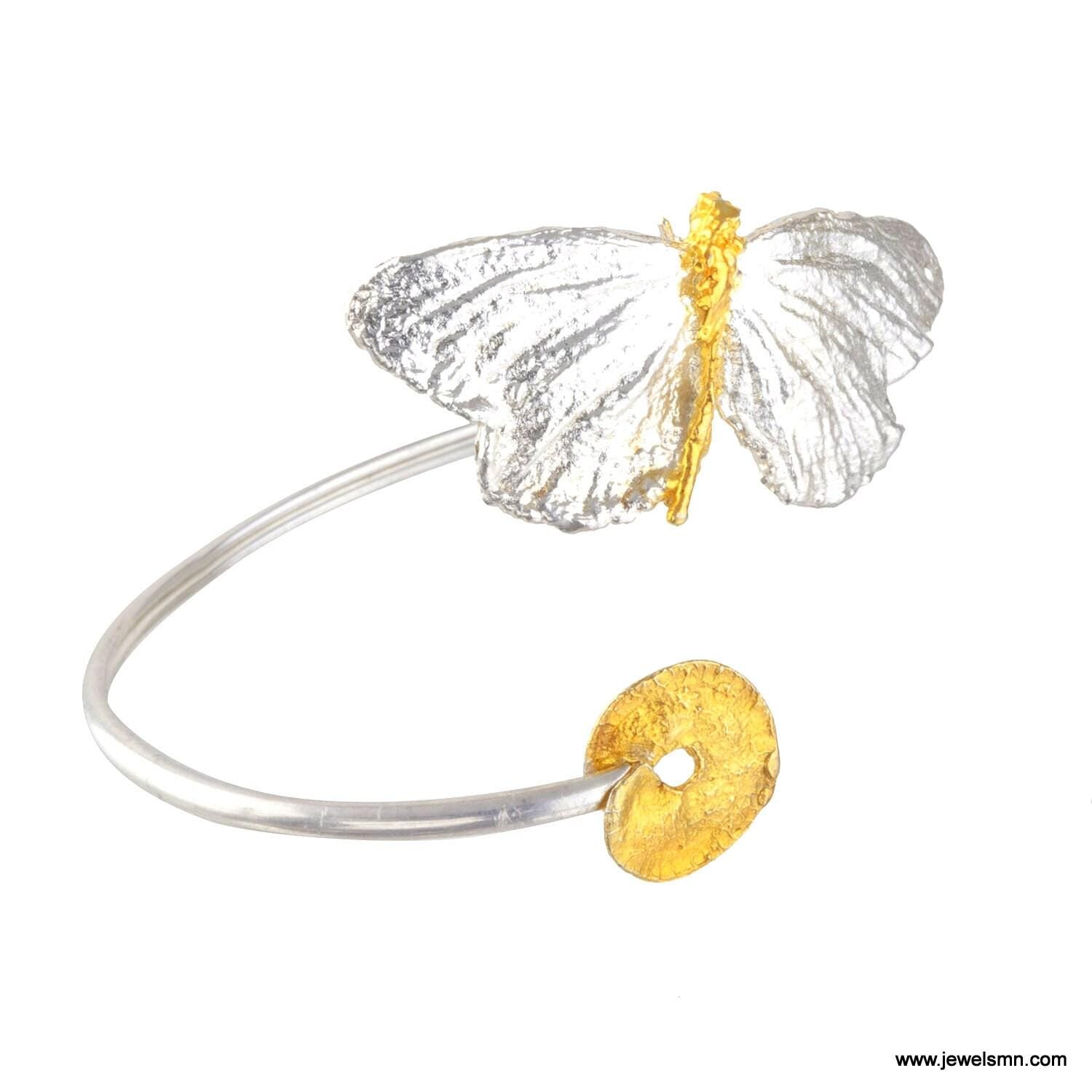 Sterling Silver Butterfly Cuff Bracelet - Artisan Nature Jewelry