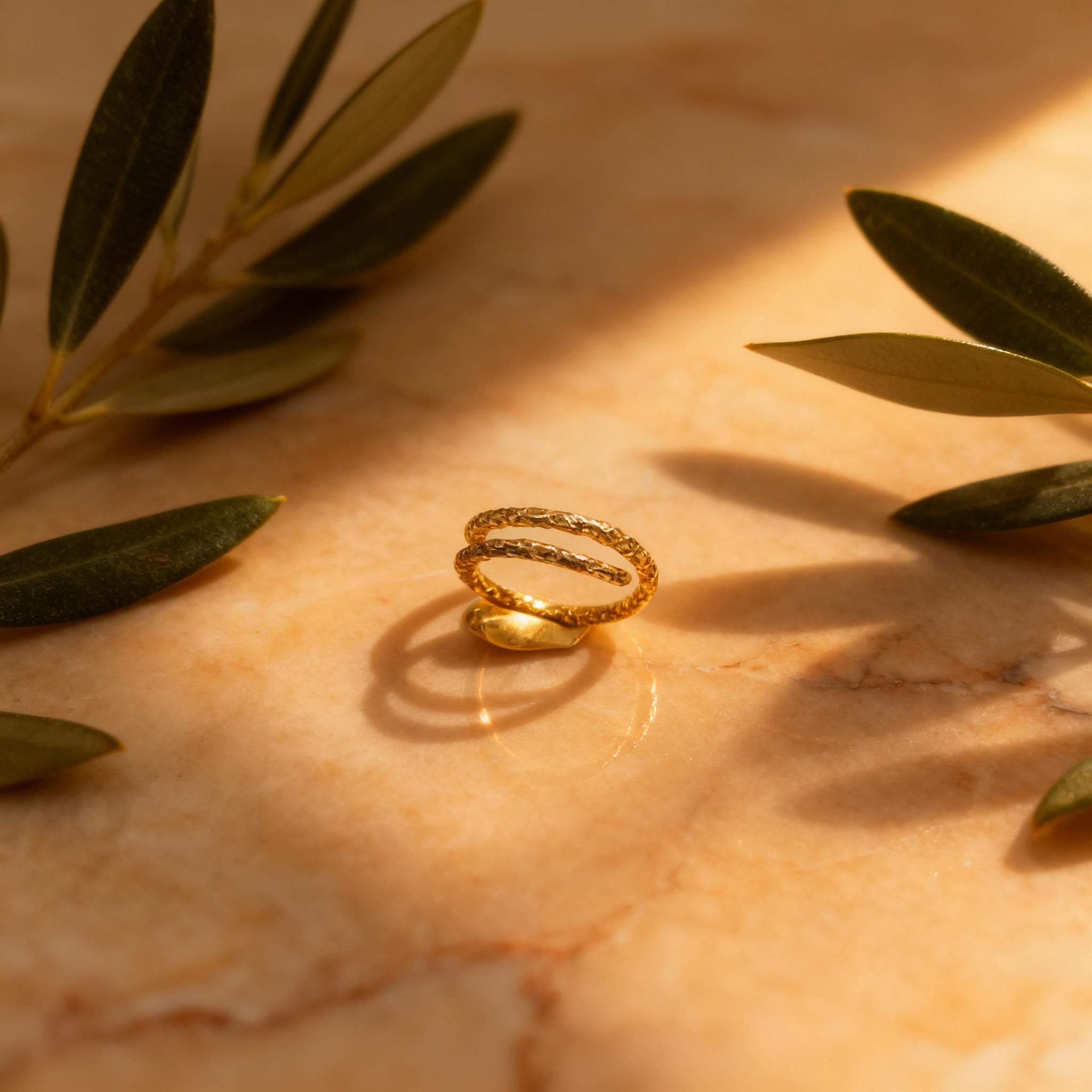 Botanical Silver Ring: Pine Branch Design - Adjustable Nature Band