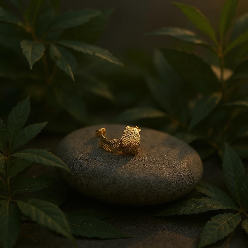 Hoop Earrings: 14k Gold Plated Mimosa Leaves - Nature Inspired Jewelry in Recycled Brass