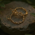 Twig Hoop Earrings: Gold and Black Rhodium - Real Mimosa Branch