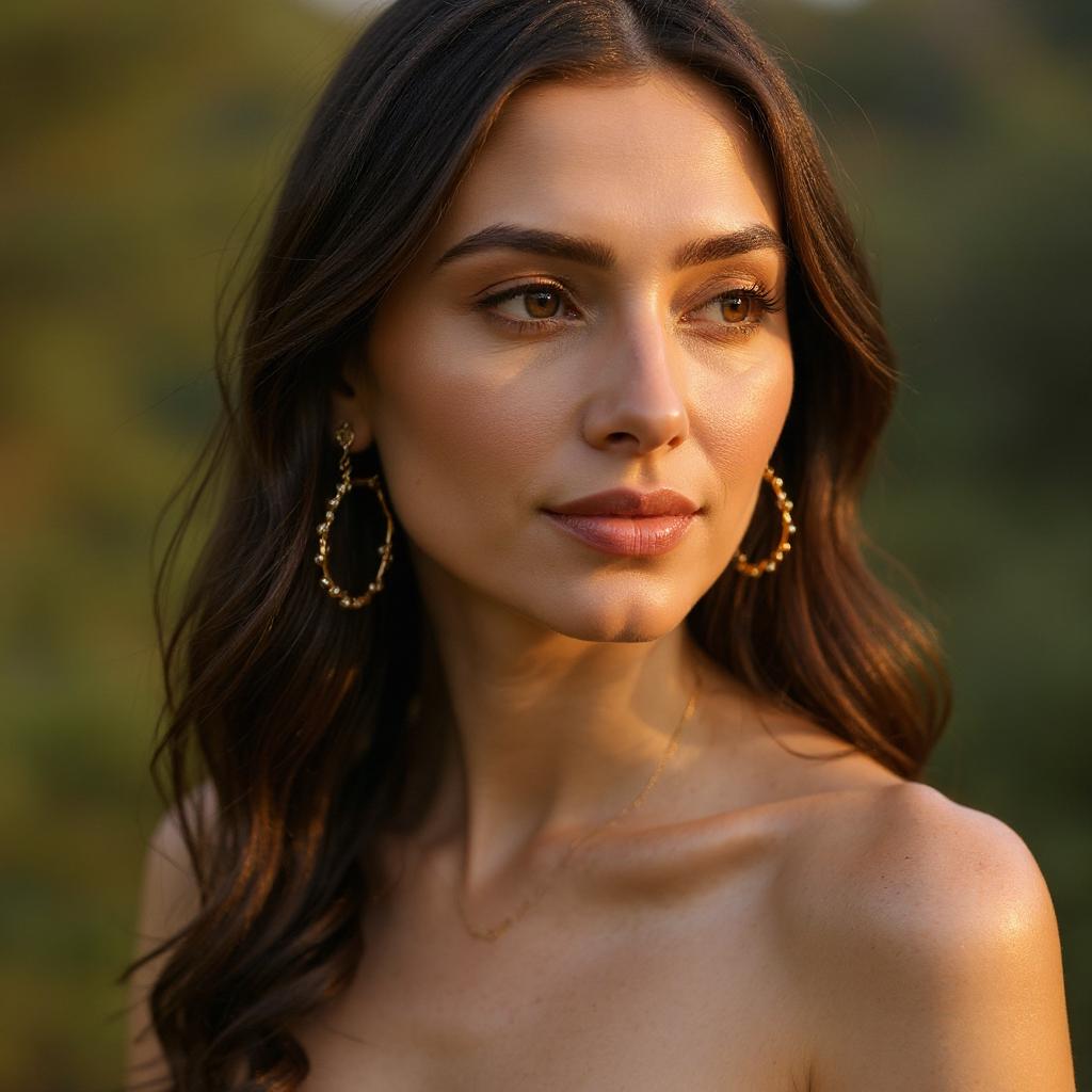 Vegan Gold Hoop Earrings, Acacia Leaf Detail (Gold-Plated Brass)