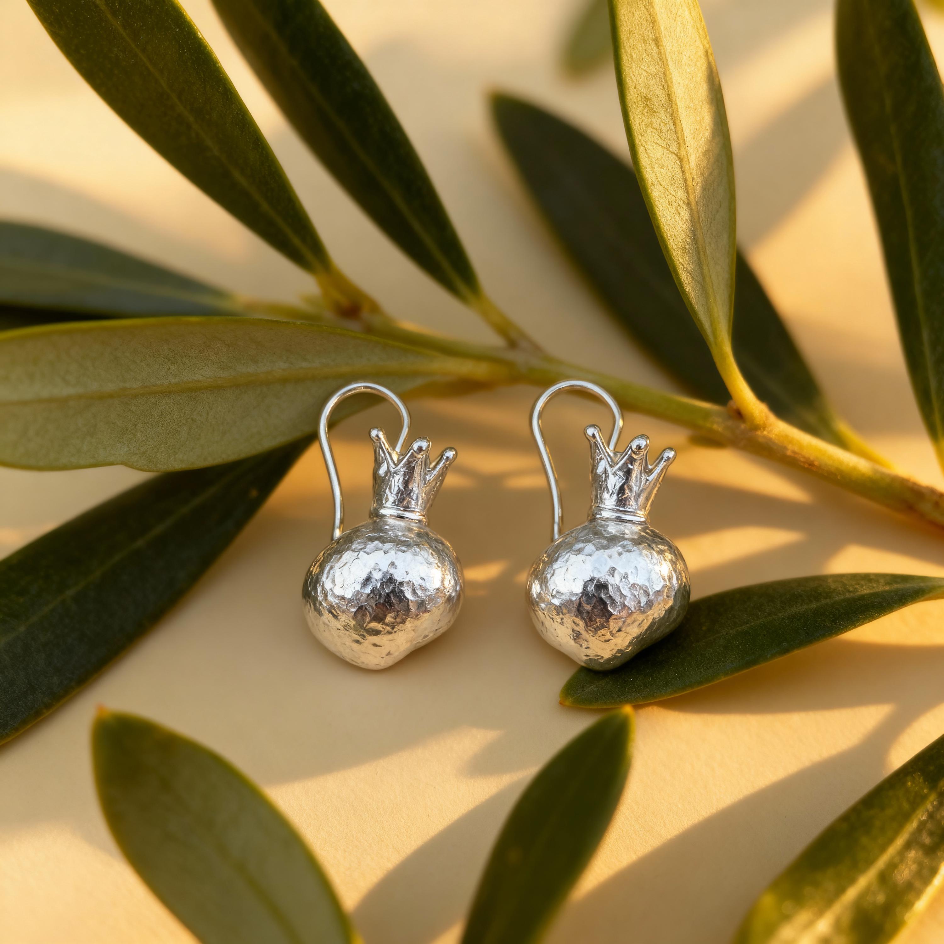 Real Pomegranate Earrings, Half Pomegranate Jewelry, Sterling Silver 925 - Gold Plated, Symbol of Fertility & Abundance, Nature Inspired