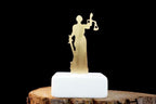 Gold Statue of Lady Justice, Gold-Plated Bronze Sculpture, Home Decor Sculpture on Marble Base