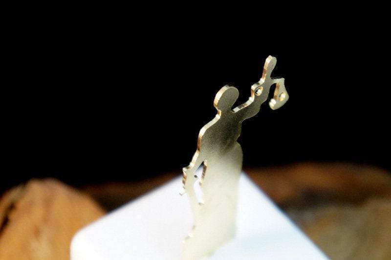Gold Statue of Lady Justice, Gold-Plated Bronze Sculpture, Home Decor Sculpture on Marble Base