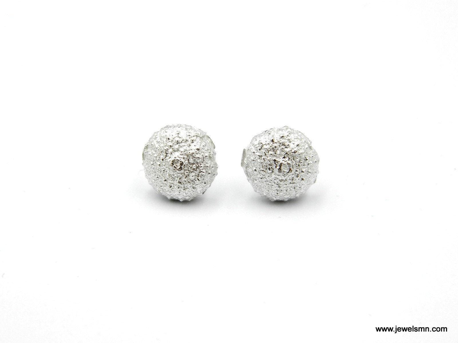 Real Sea Urchin Earrings, Handmade Minimalist Jewelry, Organic Tree Studs, Gift for Luck & Health, Eco Sustainable Sterling Silver 925
