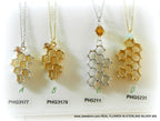 Real Honeycomb Gold Necklace, Handmade Nature Jewelry, Organic Bee Pendant, Gift for Health & Prosperity, Gold or Sterling Silver 925