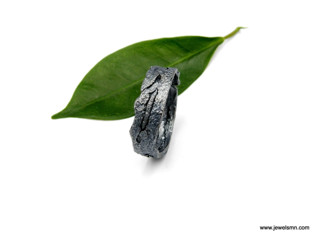 Real Tree Bark Silver Ring, Handmade Nature Jewelry, Organic Tree Band, Gift for Health & Longevity, Eco Sustainable Sterling Silver 925