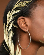 Gold Olive Branch Hoops, Handmade Nature Jewelry, Botanical Tree Earrings, Gift for Luck & Success, Eco Sustainable Sterling Silver 925
