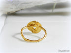 Twig Leaf Ring, Adjustable Sterling Silver with Gold Plating, Nature-Inspired Jewelry Gift