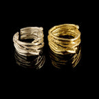 Adjustable, Wide band ring for women and Men. 14k Gold plated on sterling silver. Ιt consists of pine needles that make an impressive ring.