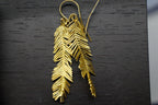 Gold Acacia Leaf Earrings, Handmade Nature Jewelry, Organic Forest Dangles, Gift for Success & Vitality, Eco Sustainable Sterling Silver 925