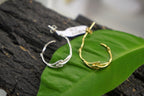 Real Jasmine Branch Gold Earrings, Handmade Minimalist Jewelry, Organic Forest Hoops, Dainty Gift for Health & Luck, Sterling Silver 925