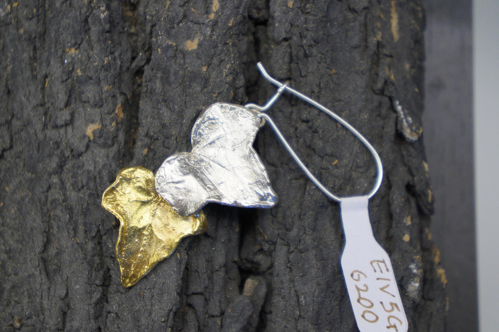 Real Ivy Leaf Earrings, Handmade Nature Jewelry, Organic Forest Studs or Dangles, Gift for Luck & Prosperity, Sterling Silver 925