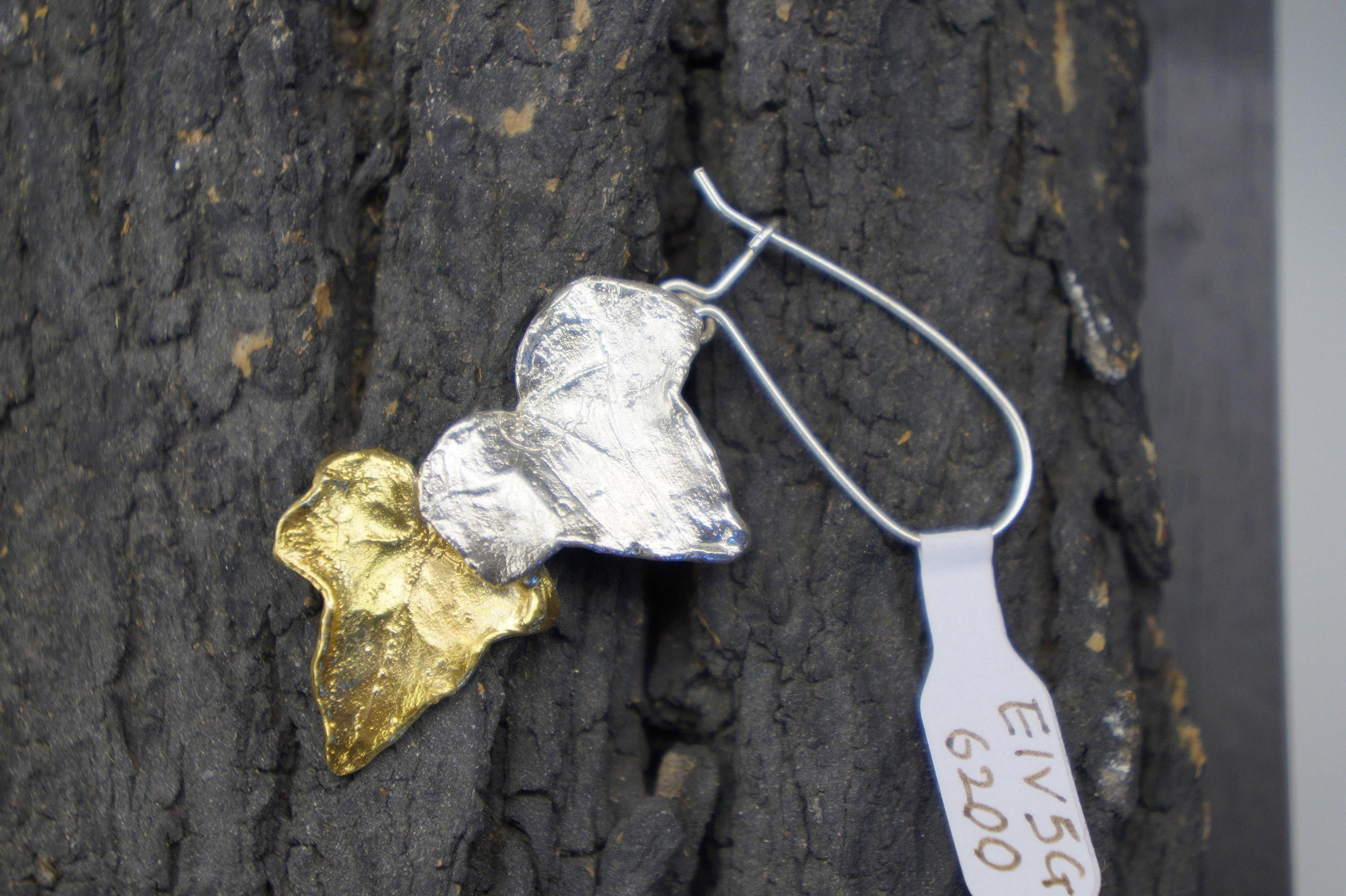 Real Ivy Leaf Earrings, Handmade Nature Jewelry, Organic Forest Studs or Dangles, Gift for Luck & Prosperity, Sterling Silver 925