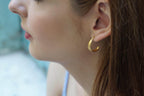 Real Olive Leaf Gold Earrings, Handmade Minimalist Jewelry, Organic Tree Hoops, Gift for Health & Victory, Sterling Silver 925