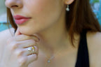Real Sea Shell Ring, Handmade Minimalist Jewelry, Organic Two-Tone Band, Dainty Gift for Vitality & Luck, Gold and Sterling Silver 925