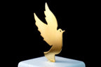 Decorative Dove Statue, Gold Plated Bronze Sculpture on White Marble, Symbol of Peace