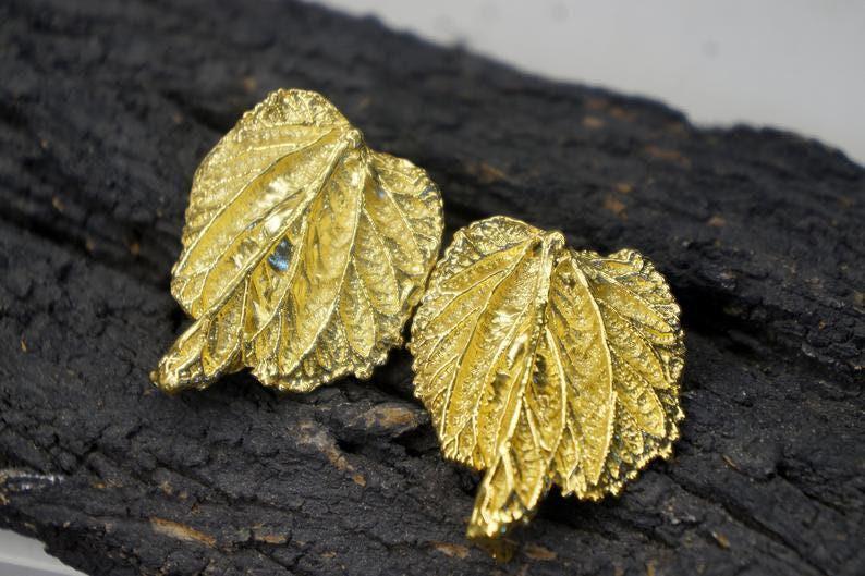 Real Mulberry Leaf Necklace, Handmade Nature Jewelry, Organic Gold Pendant, Gift for Rejuvenation & Health, Sterling Silver 925