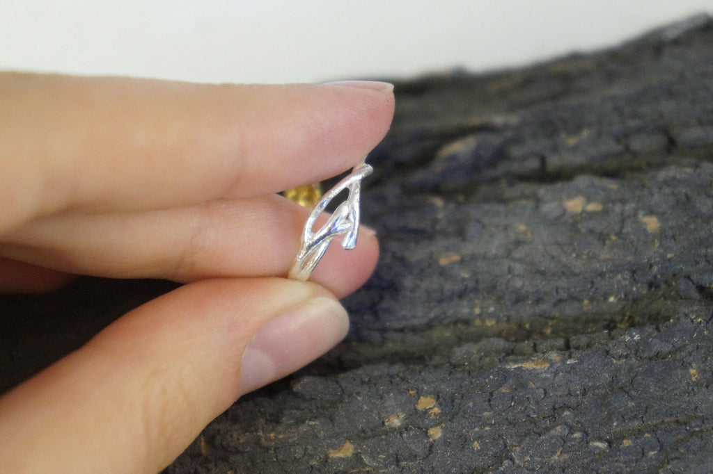 Real Jasmine & Juniper Branch Gold Ring, Handmade Minimalist Jewelry, Organic Forest Band, Gift for Longevity, Sterling Silver 925