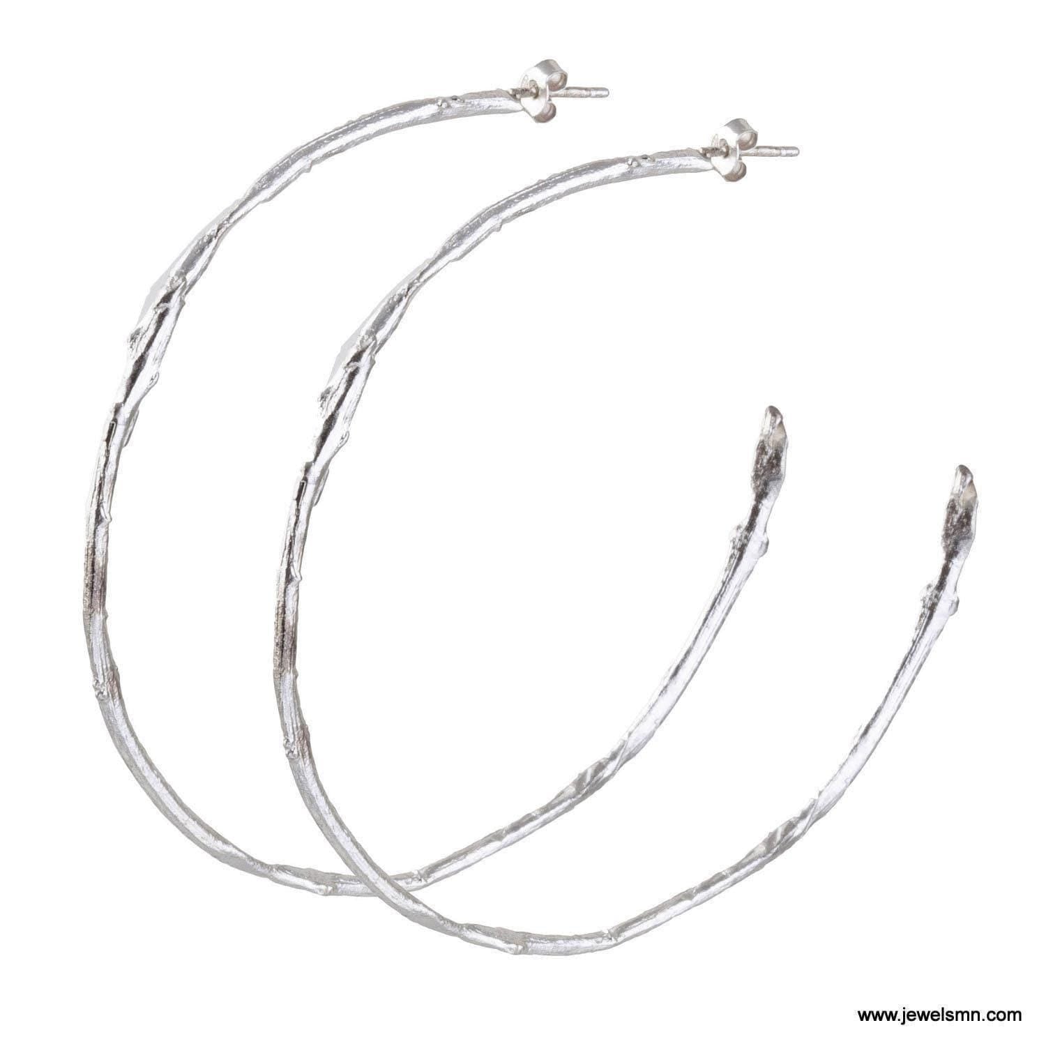 Real Olive Branch Earrings, Handmade Statement Jewelry, Organic Tree Hoops, Gift for Health & Longevity, Gold or Sterling Silver 925