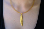 Solid Gold Olive Leaf Necklace, Handmade Nature Jewelry, Organic Tree Pendant, Gift for Luck & Prosperity, Real Gold (9K, 14K, 18K)