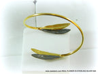 Real Olive Leaves Bracelet, Handmade Nature Jewelry, Two-Tone Organic Cuff, Gift for Health & Longevity, Eco Sustainable Sterling Silver 925