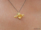 Real Bee Gold Necklace, Handmade Minimalist Jewelry, Organic Boho Pendant, Gift for Health & Prosperity, Gold or Sterling Silver 925