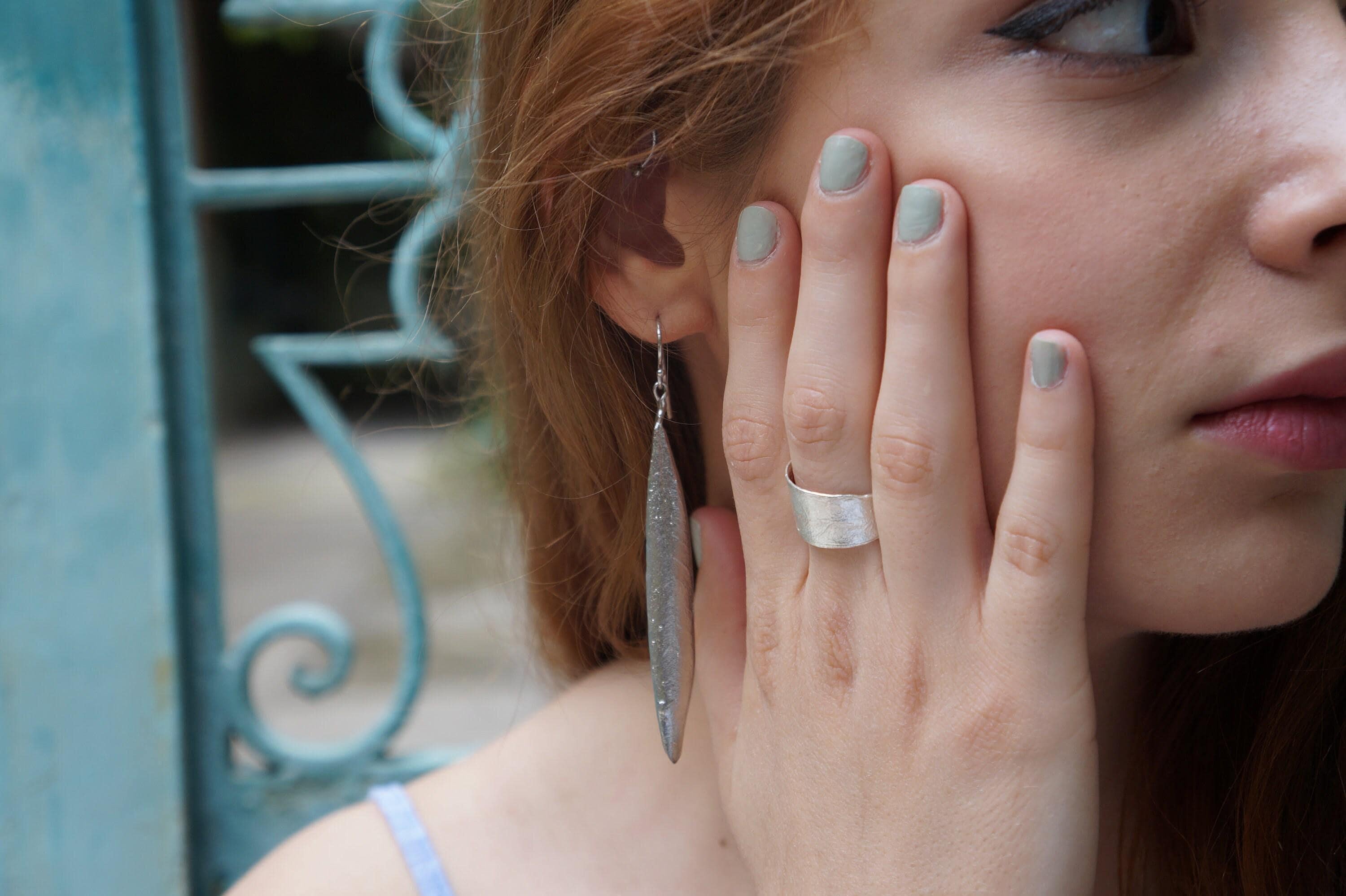 Solid Gold Olive Leaf Ring, Handmade Nature Jewelry, Organic Tree Band, Boho Gift for Success & Health, Real Gold (9K, 14K, 18K)