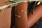 Handmade Olive Leaf and blossom Bracelet for Women. Recycled Sterling Silver 925 Unique and Luxury jewellery.