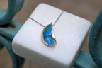 Gold Sea Shell Necklace with Blue Murano Glass, Gold-Plated Sterling Silver Jewelry, Gold Pendant, Gift for Her, Birthday Gift for Women