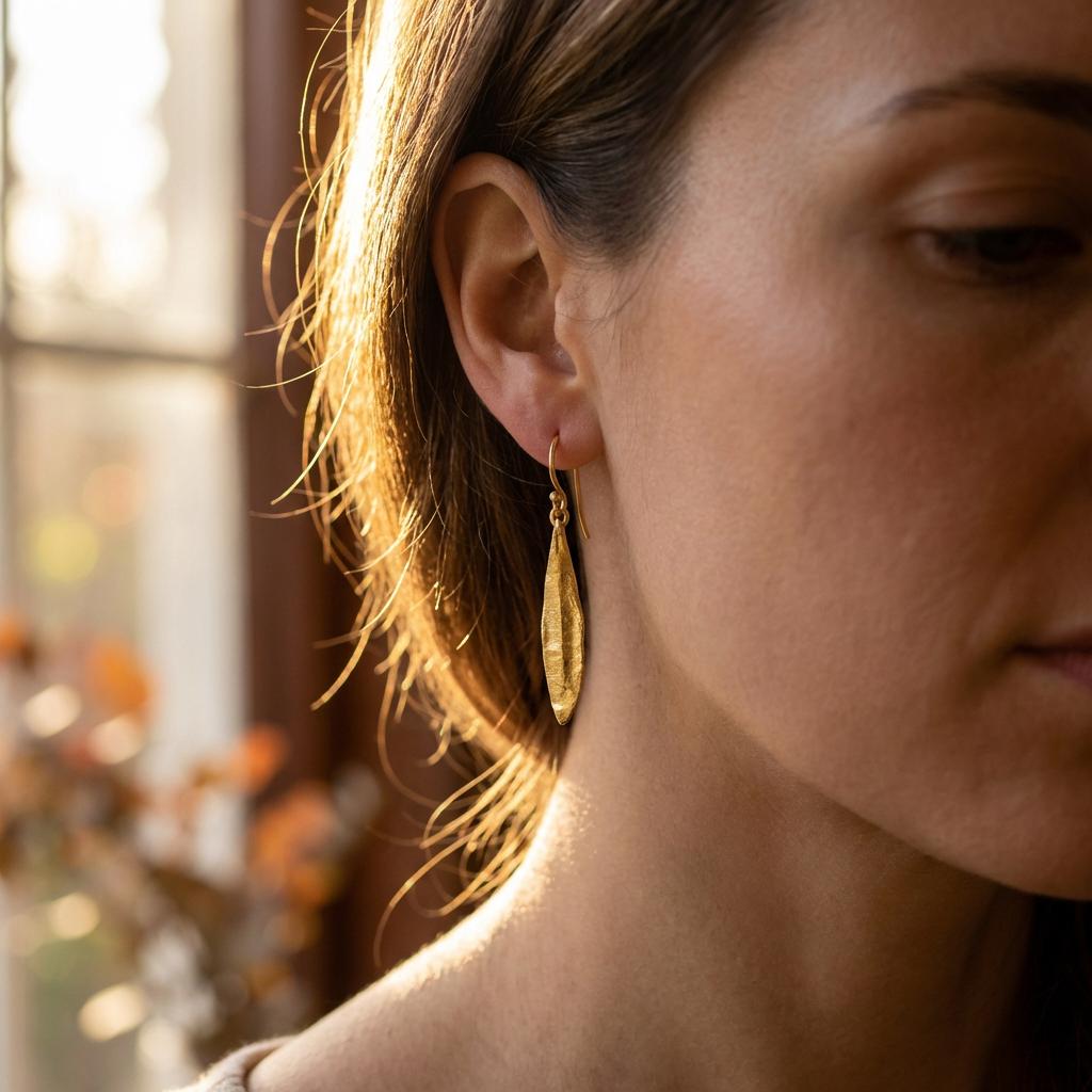 Every day Leaf earrings gift for women in Sterling recycled Silver or Gold Plated. Olive symbolize peace, protection, and fertility.