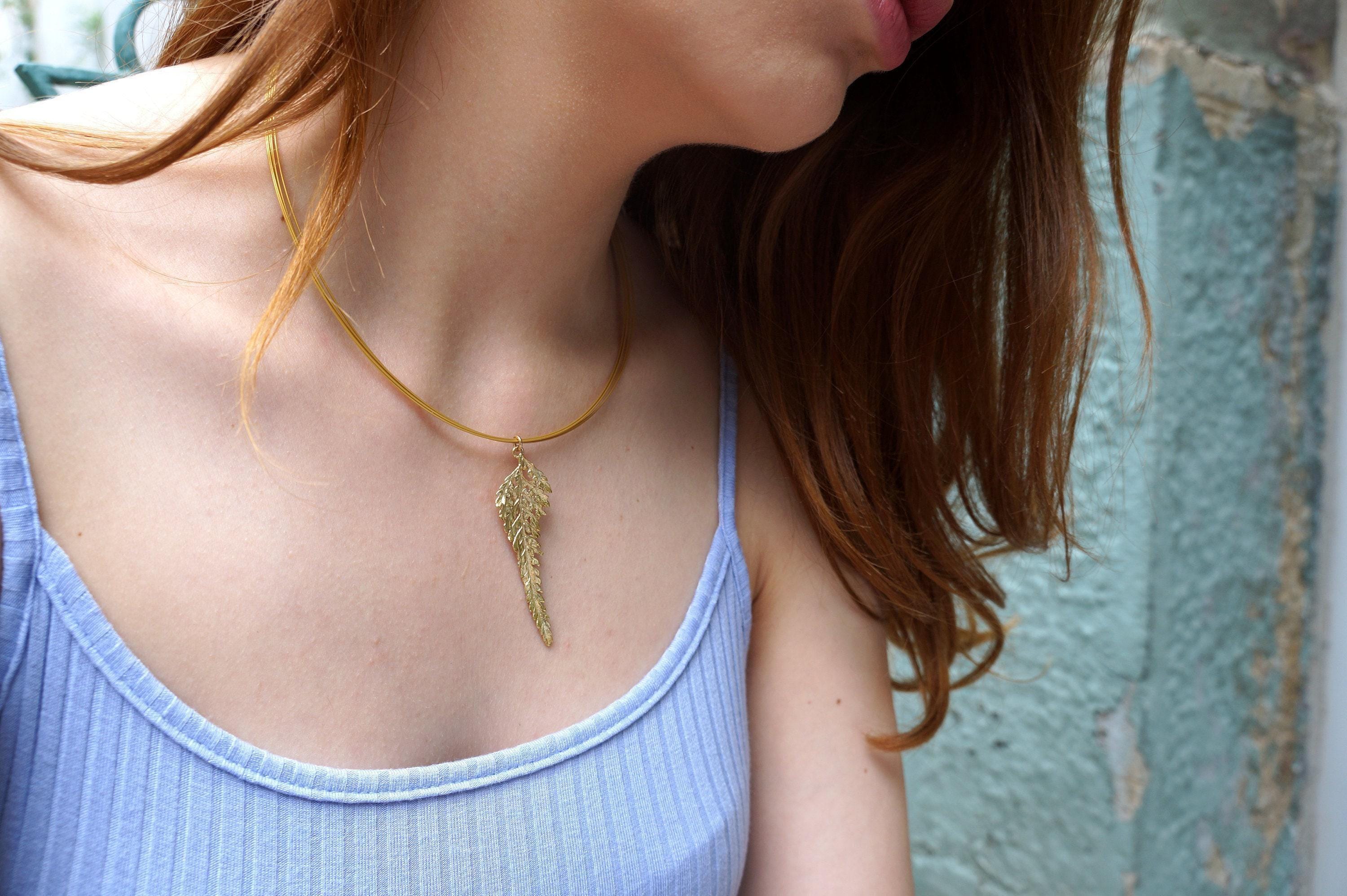 Silver Fern Leaf Necklace, Handmade Nature Jewelry, Organic Boho Pendant, Gift for Vitality & Success, Gold or Sterling Silver 925