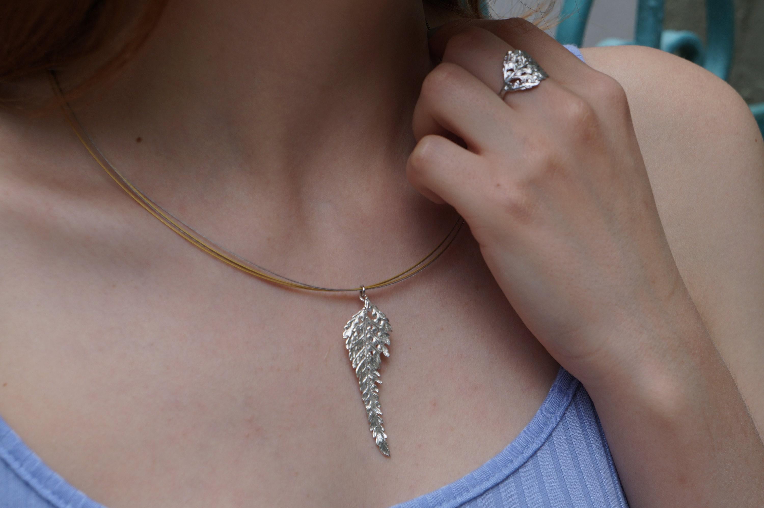 Silver Fern Leaf Necklace, Handmade Nature Jewelry, Organic Boho Pendant, Gift for Vitality & Success, Gold or Sterling Silver 925