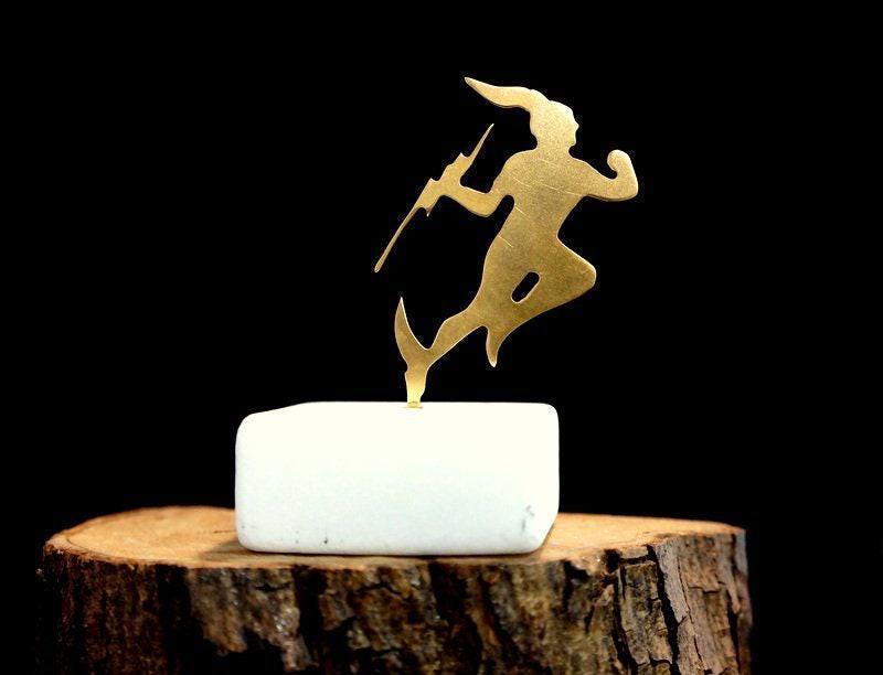 Greek God Hermes Statue, Gold Bronze Mini Figurine (5x5x2 cm)