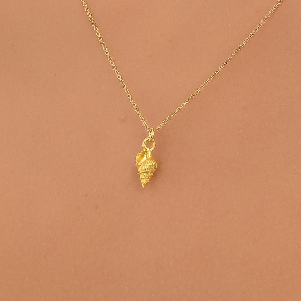 Dainty Sea Shell Gold Necklace, Handmade Beach Jewelry, Minimalist Sea Pendant, Gift for Longevity & Resilience, Gold or Sterling Silver 925
