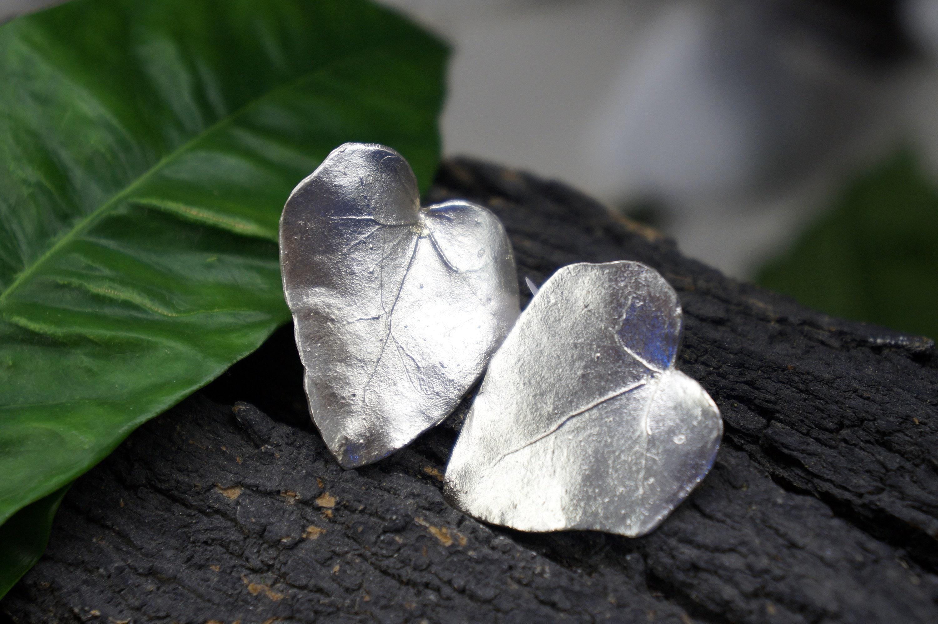 Real Ivy Leaf Earrings, Handmade Nature Jewelry, Organic Forest Studs or Dangles, Gift for Resilience & Rejuvenation, Sterling Silver 925