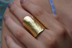 Gold Ginkgo Biloba Leaf Ring, Handmade Statement Jewelry, Organic Nature Band, Boho Gift for Luck & Health, Sterling Silver 925