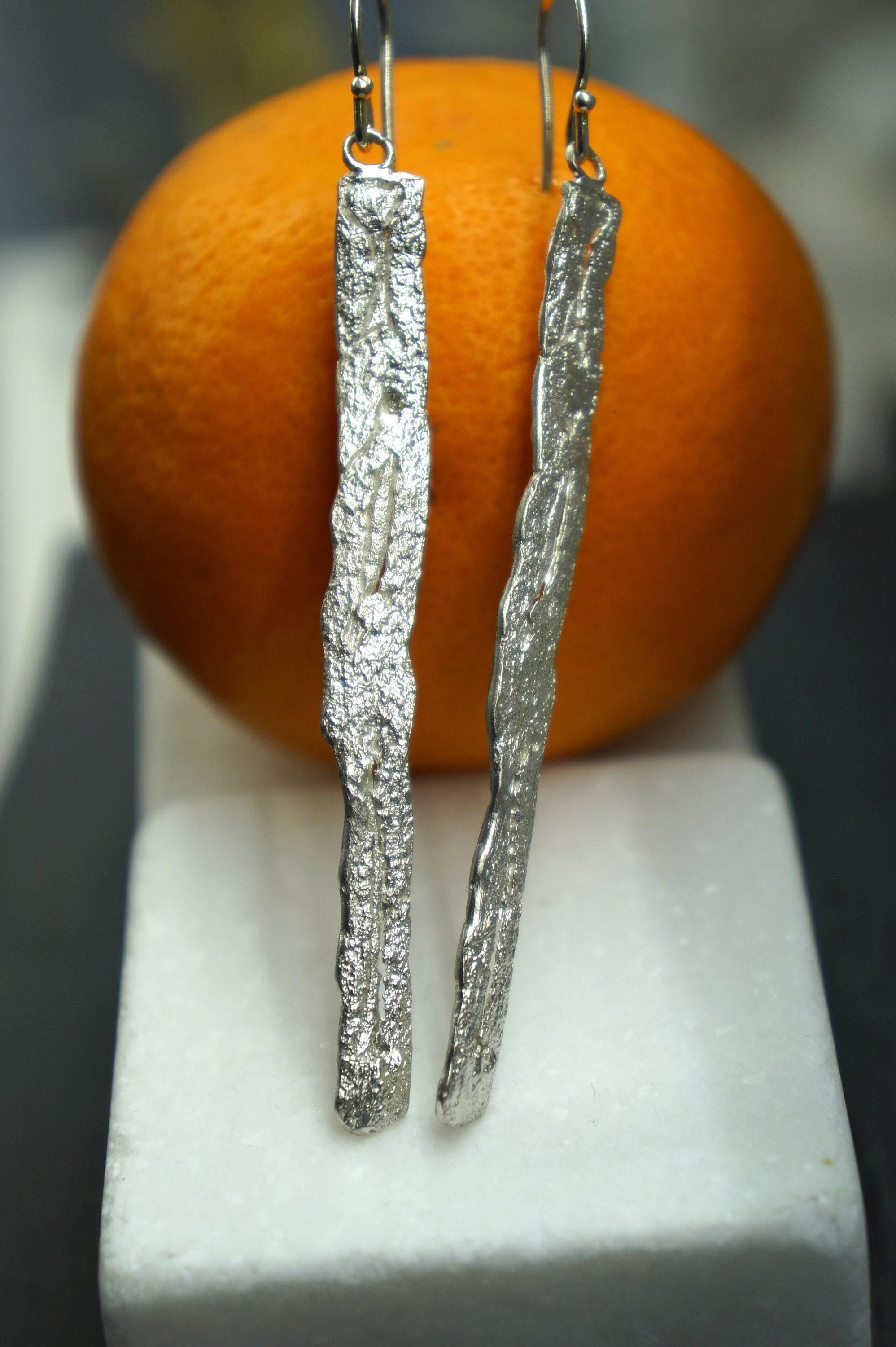 Real Tree Bark Silver Earrings, Handmade Statement Jewelry, Organic Forest Dangles, Gift for Energy, Gold or Sterling Silver 925