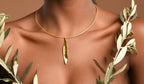 Gold Olive Leaf Necklace, 14K Gold Plated Sterling Silver Jewelry, Handmade Jewelry Gift for Women, Pendant Birthday Gift for Her