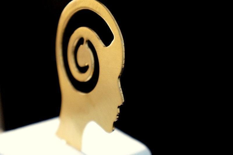 Spiral Meditation Statue - White Marble with Gold Bronze Detail
