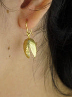 Real Pistachio Earrings, Handmade Nature Jewelry, Everyday Gold Dangles, Gift for Prosperity and Luck, Eco Sustainable Sterling Silver 925