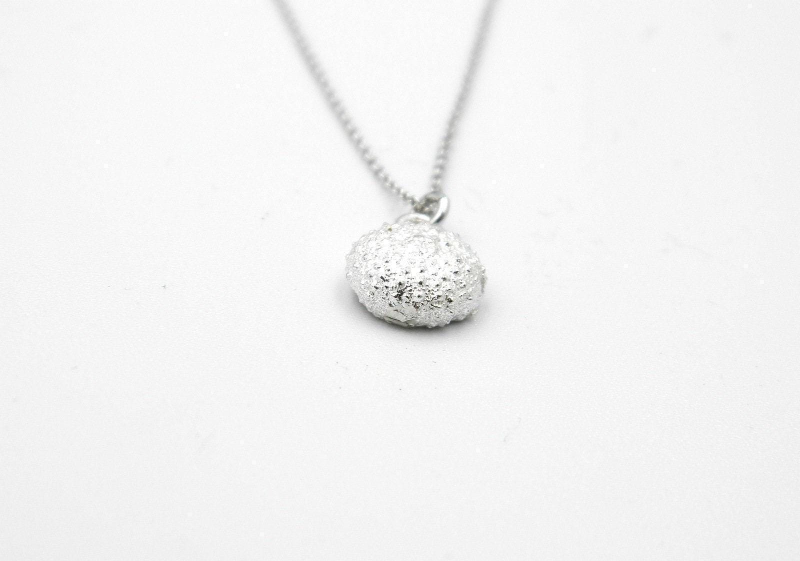 Real Sea Urchin Pendant, Sterling Silver 925 Dainty Necklace, Handmade Minimalist Jewelry Gift, Birthday Gift for Women, Boho Nature Fashion