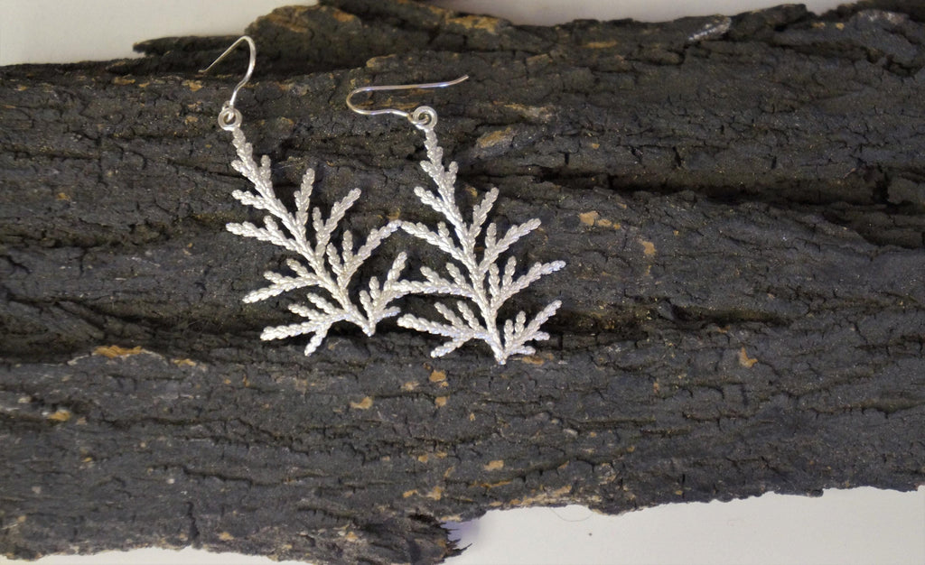 Real Juniper Leaf Earrings, Handmade Nature Jewelry, Organic Forest Dangles, Gift for Health & Resilience, Sterling Silver 925