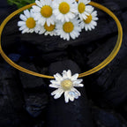 Real Daisy Flower Pendant, Sterling Silver 925 Necklace, Handmade Natural Jewelry Gift, Birthday Gift for Women, Boho Fashion