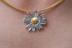 Real Daisy Flower Pendant, Sterling Silver 925 Necklace, Handmade Natural Jewelry Gift, Birthday Gift for Women, Boho Fashion