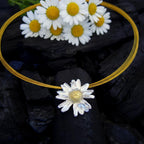 Real Daisy Flower Pendant, Sterling Silver 925 Necklace, Handmade Natural Jewelry Gift, Birthday Gift for Women, Boho Fashion