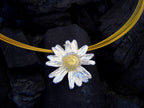 Real Daisy Flower Pendant, Sterling Silver 925 Necklace, Handmade Natural Jewelry Gift, Birthday Gift for Women, Boho Fashion
