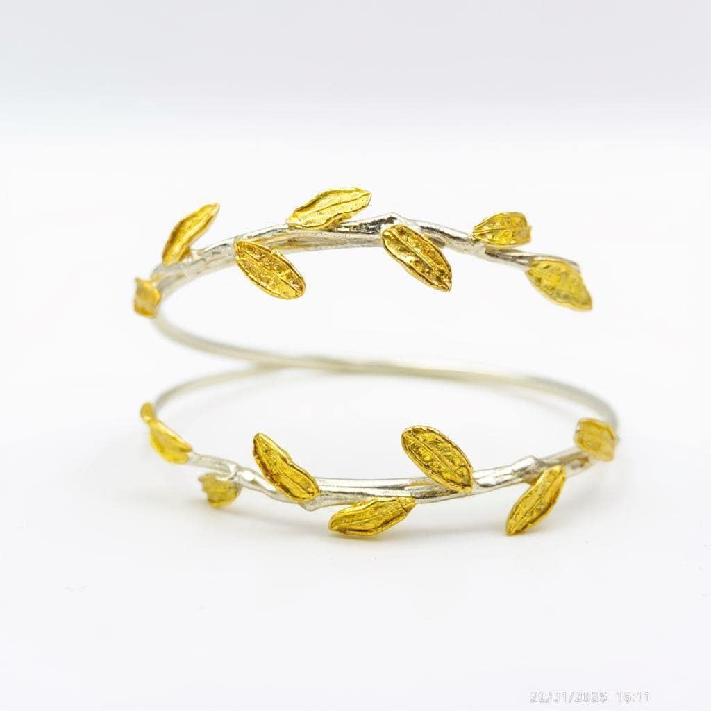 Olive Leaf Bracelet: Artisan Crafted Eco Jewelry (Silver, Gold Plated)