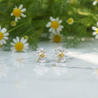 Stud Chamomile Earrings for women, 925 Sterling Silver Jewelry, Real Dainty flower - Symbolizes healing, patience, and attracting wealth
