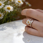 Real Chamomile Flower Ring, Handmade Nature Jewelry, Organic Forest Band, Gift for Health, Eco Sustainable Sterling Silver 925